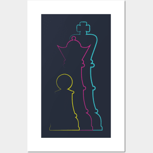 Colorful chess pieces Posters and Art
